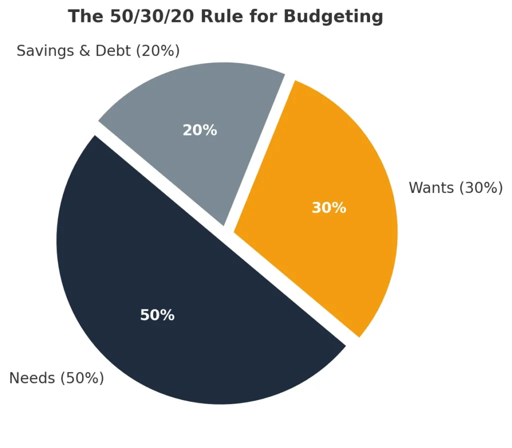 50/30/20 rule salary breakdown pie chart