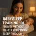 Baby sleeping peacefully at night during sleep training.